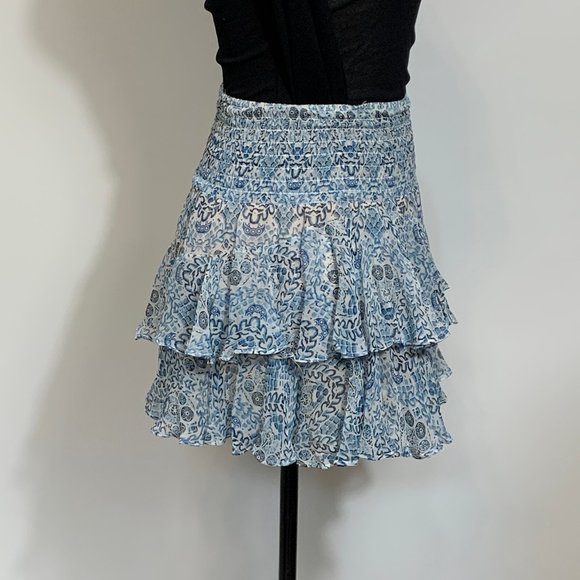 Twelfthstreet by Cynthia Vincent For Intermix Blue Floral Silk Skirt Size P - Picture 11 of 16